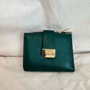 Forest Green Leather Wallet with Gold‎ Clasp